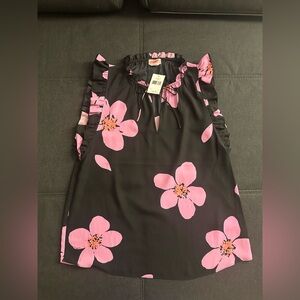 Black Floral Kate Spade Blouse Size Large New with Tags Never Worn
